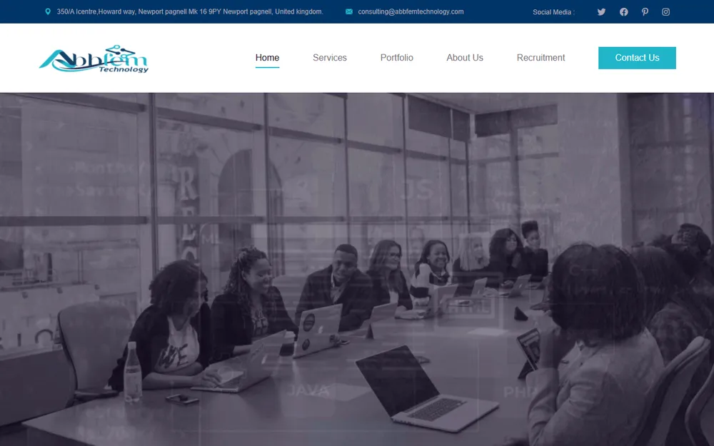 The Abbfem Technology website homepage.