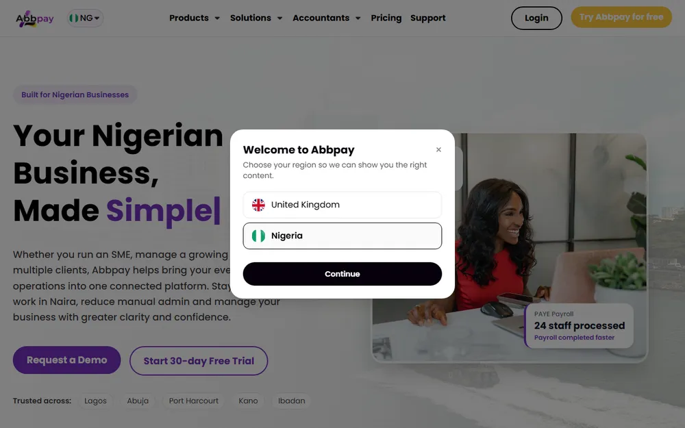 The Abbpay Solutions Nigeria website, business made simple.